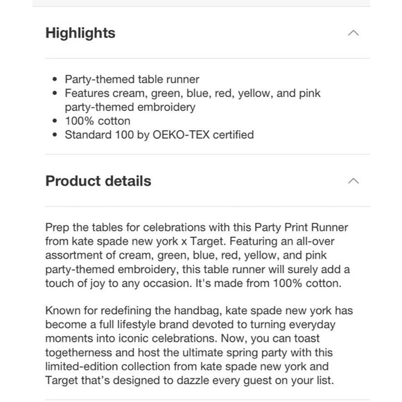 Party Print Runner Cream Green Pink kate spade new york x Target hosting dining - Picture 4 of 5